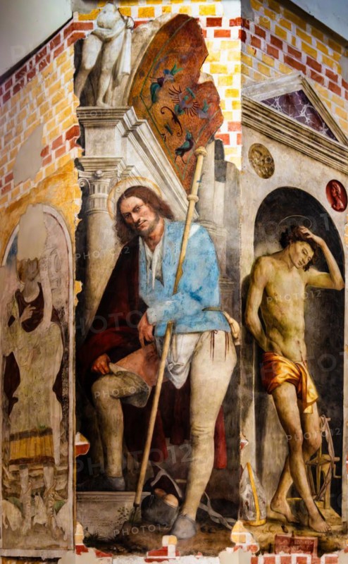 Frescoes, Duomo di San Marco, old town centre with magnificent aristocratic palaces and Venetian-style arcades, Pordenone, Friuli, Italy, Pordenone, Friuli, Italy, Europe