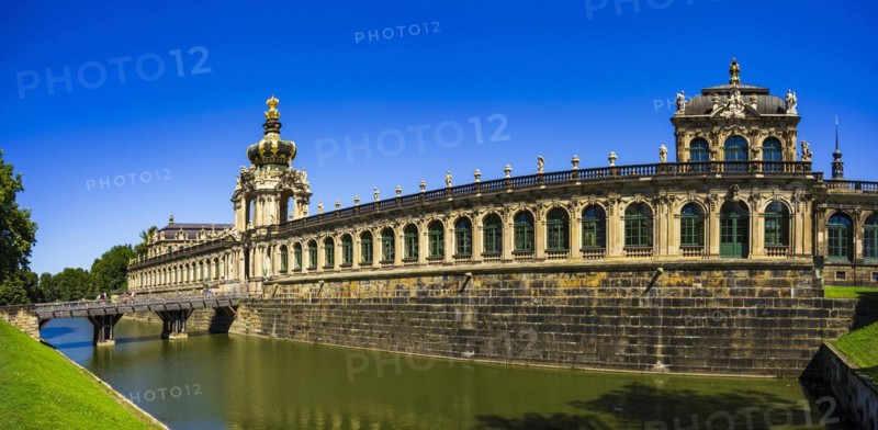 South-west side and southern corner of the Dresden Zwinger, a jewel of Saxon Baroque, in Dresden, Saxony, Germany, Europe