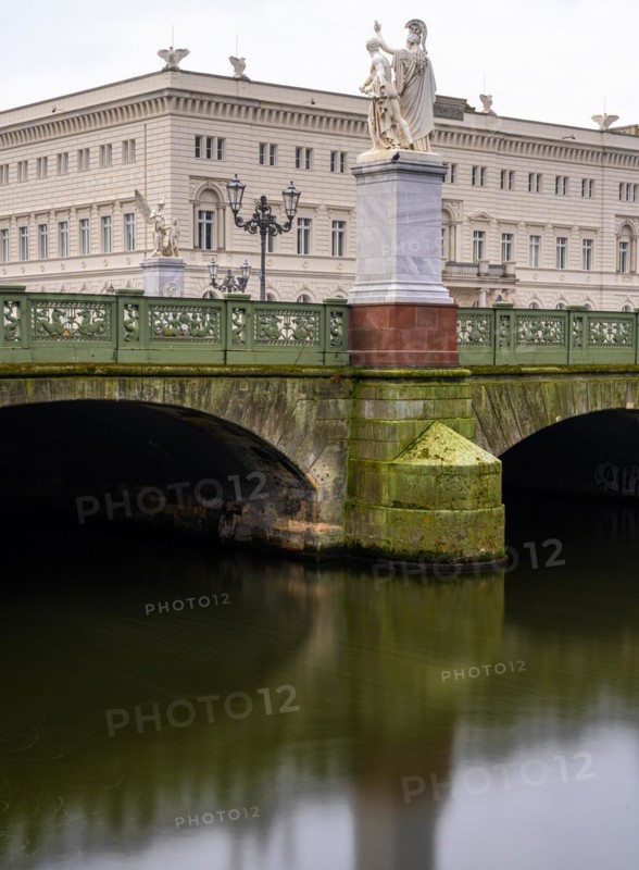 Long exposure, Unter den Linden Palace Bridge with a view of the German Historical Museum, Berlin, Germany, Europe