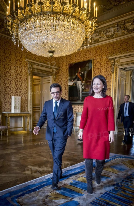Annalena Baerbock (Alliance 90/The Greens), Federal Foreign Minister, photographed during her visit to Paris. Here together with the French Foreign Minister Stephane Sejourne in the Quai D'Orsay. 'Photographed on behalf of the Federal Foreign Office'