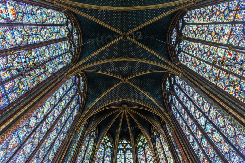 Interior view, Upper Chapel, Sainte-Chapelle, Ile de la Cite, Paris, France, Europe