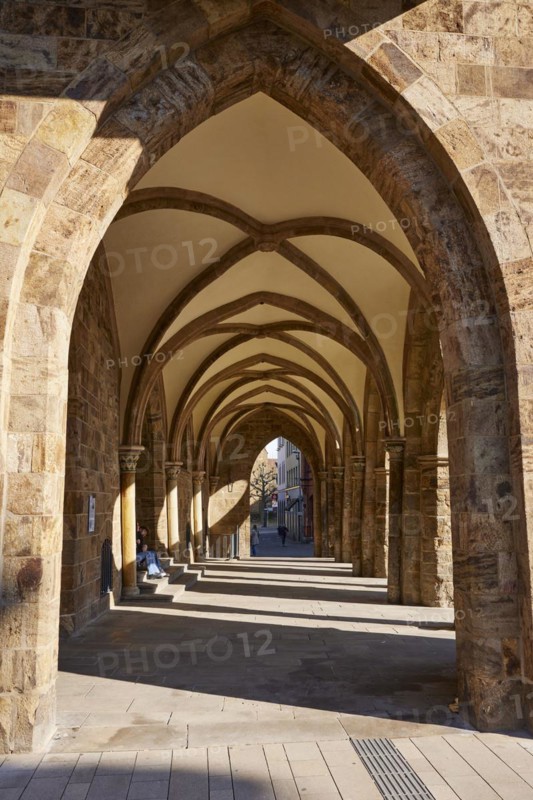 Arcades of the Old Town Hall in Minden, Muehlenkreis Minden-Luebbecke, North Rhine-Westphalia, Germany, Europe