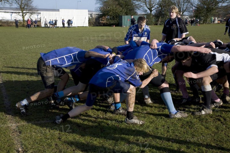 Woodbridge warriors Under 16 youth rugby team playing against Colchester, Essex, England, United Kingdom, Europe