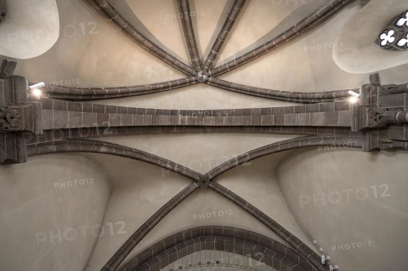 Early Gothic ribbed vault in St Clare's Church, Koenigstrasse 66, Nuremberg, Middle Franconia, Bavaria, Germany, Europe