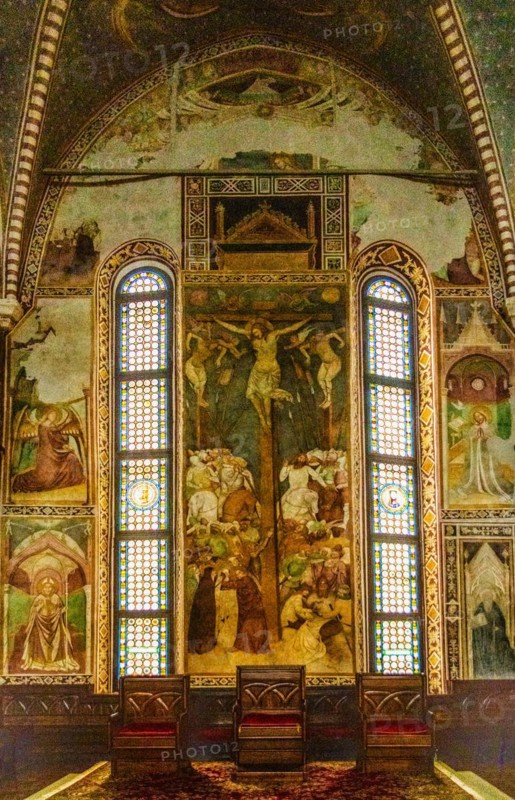 Frescoes with scenes from the Old and New Testament, Duomo di Santa Maria Maggiore, 13th century, historic city centre, Spilimbergo, Friuli, Italy, Spilimbergo, Friuli, Italy, Europe