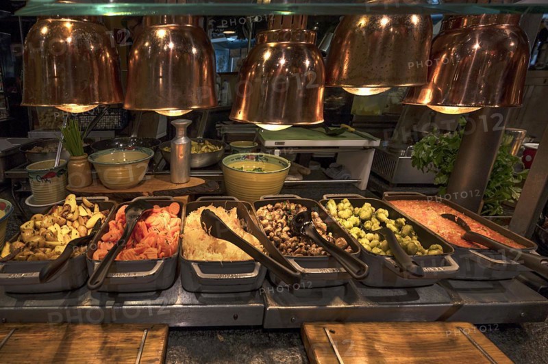 Warm buffet under heat lamps, Brandenburg, Germany, Europe