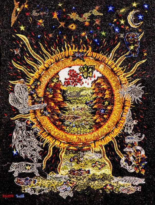 Outdoor mosaic, mosaic school that produces mosaic masters, Spilimbergo, city of mosaic art, Friuli, Italy, Spilimbergo, Friuli, Italy, Europe