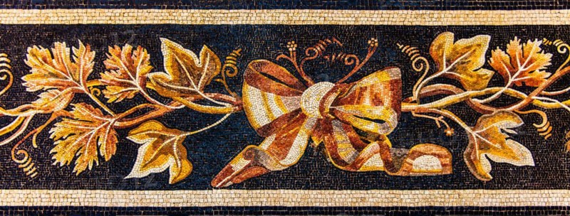 Band with wine leaves, Mosiak copy from Aquileia, 1st century, Mosaic school producing mosaic masters, Spilimbergo, city of mosaic art, Friuli, Italy, Spilimbergo, Friuli, Italy, Europe