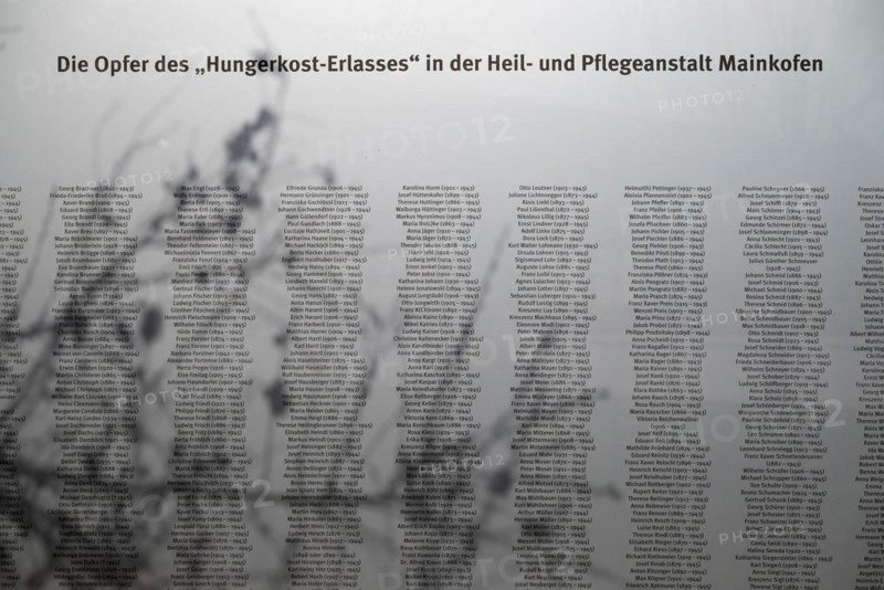 Mainkofen, Lower Bavaria, Germany, March 15th 2024, Memorial to the victims of Nazi persecution on the grounds of the Bezirksklinikum, names of the victims, Europe