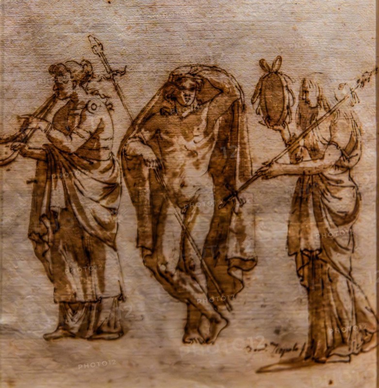 Three divinities, Giandomenico Tiepolo, watercolour, Galeria d'Arte Antica, Castello di Udine, seat of the State Museums, Udine, most important historical city of Friuli, Italy, Udine, Friuli, Italy, Europe