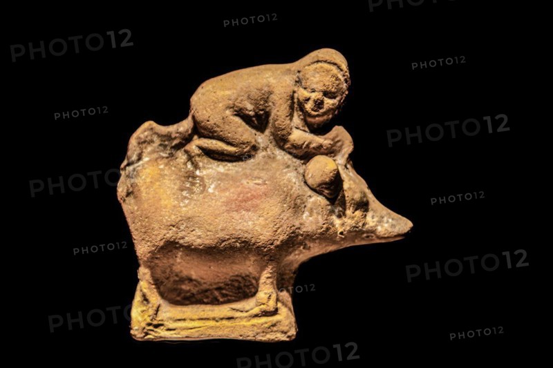 Child riding an animal, 3rd century a.C., Archaeological Museum, Castello di Udine, seat of the State Museums, Udine, most important historical city of Friuli, Italy, Udine, Friuli, Italy, Europe