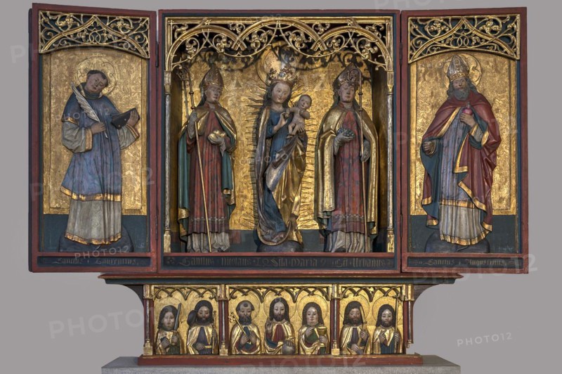 Marian altar around 1500, unknown artist, St Clare's Church, Koenigstrasse 66, Nuremberg, Middle Franconia, Bavaria, Germany, Europe