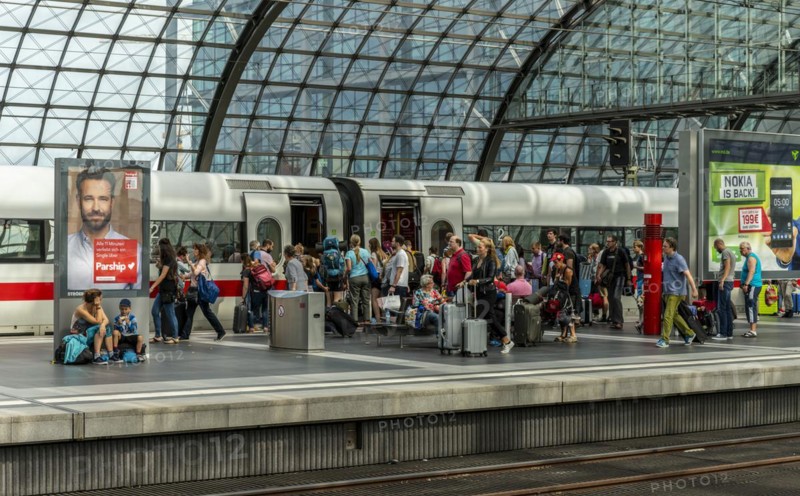 Passengers and staff at Berlin Central Station, Berlin, Germany, Europe