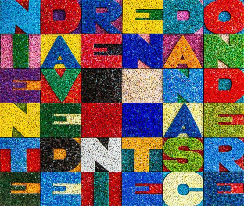 Nothing to see, nothing to hide, homage to Alighiero Boetti, mosaic school that produces mosaic masters, Spilimbergo, city of mosaic art, Friuli, Italy, Spilimbergo, Friuli, Italy, Europe