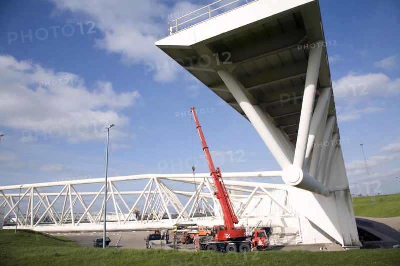 Maeslant Barrier storm surge flood defence, New Waterway, Hook of Holland, Rotterdam, Netherlands