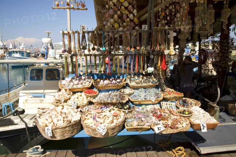 Shells on sale Rhodes town, Rhodes, Greece, Europe