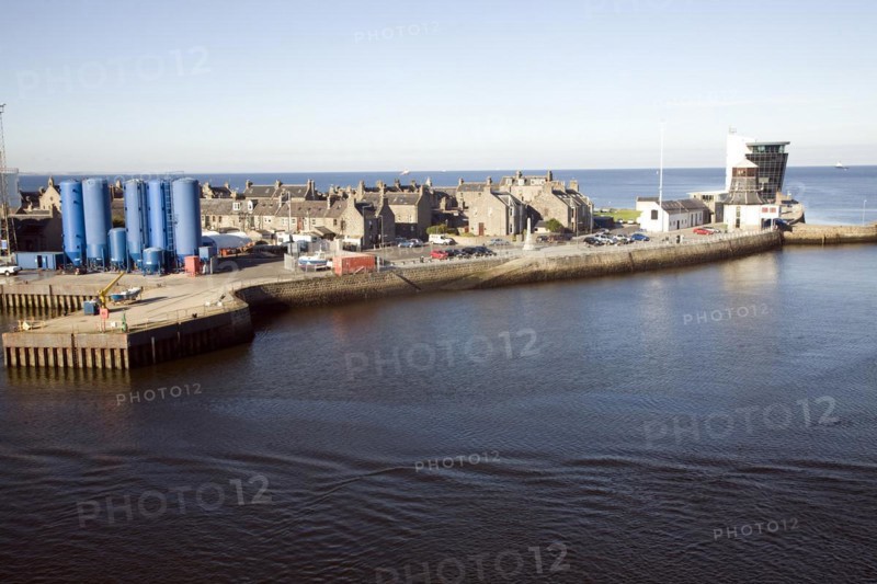 Marine Operation centre, housing, storage tanks, Port harbour, Aberdeen, Scotland, United Kingdom, Europe