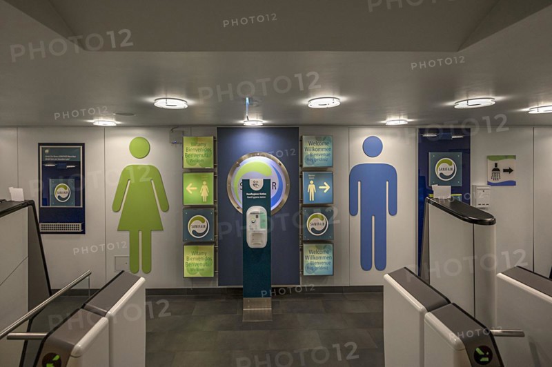 Well-maintained toilets in a motorway service station, Brandenburg. Germany