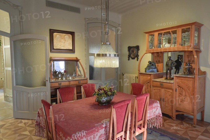 Living room, bourgeois flat, La Pedrera, Casa Mila by Antoni Gaudi, Barcelona, Catalonia, Spain, Europe
