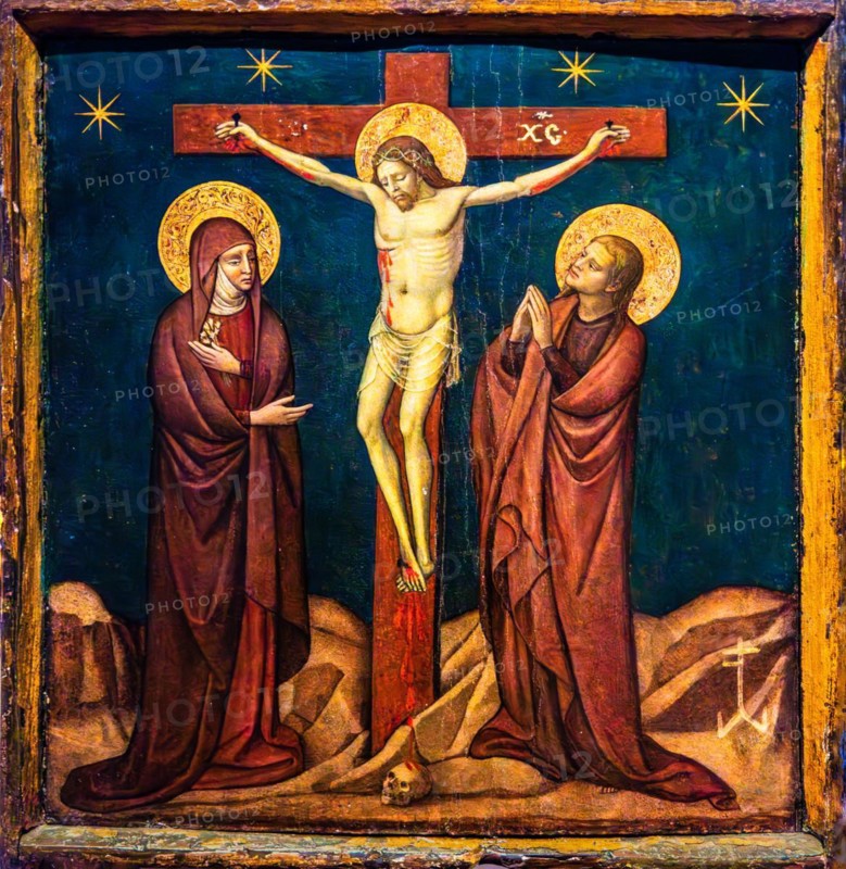 Crucifixion, Battista di Zagabria, tempera on wood, 1468, Galeria d'Arte Antica, Castello di Udine, seat of the State Museums, Udine, most important historical city of Friuli, Italy, Udine, Friuli, Italy, Europe
