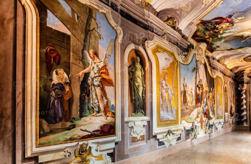 Galleria with the cycle of frescoes by G. B. Tiepolo, Palazzo Patriarcale, Dioezesan Museum with the Tiepolo Galleries, 16th century, Udine, most important historical city in Friuli, Italy, Udine, Friuli, Italy, Europe