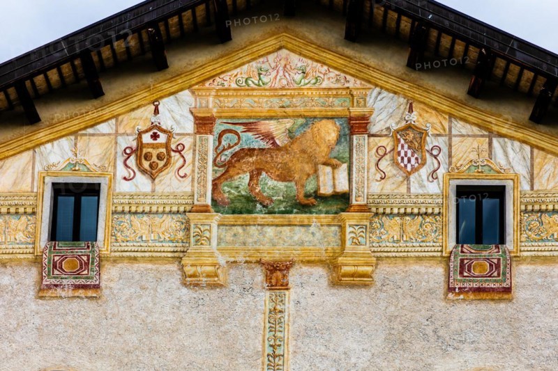 Palazzo Comitale degli Spilimbergo di Sopra, Venetian Loewe, historic old town centre, Spilimbergo, Friuli, Italy, Spilimbergo, Friuli, Italy, Europe