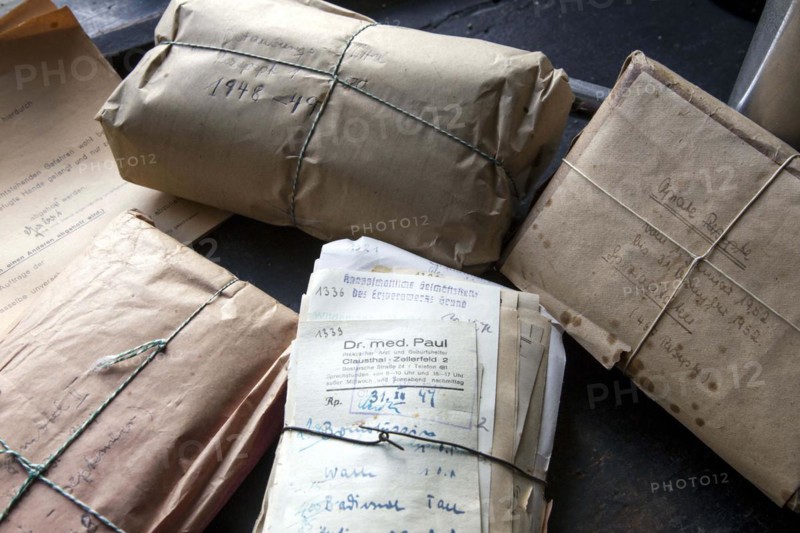 Old prescriptions from 1948 lie on a worktable in the former laboratory of the historic Berg-Apotheke pharmacy in Clausthal-Zellerfeld. The current Berg-Apotheke, one of the oldest pharmacies in Germany, was built in 1674, 09 November 2015