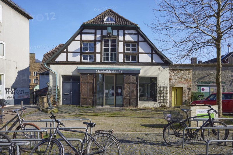 Half-timbered house at Martinikirchhof in Minden, Muehlenkreis Minden-Luebbecke, North Rhine-Westphalia, Germany, Europe