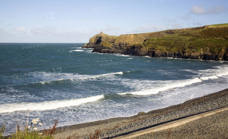 Waves breaking Abereiddy beach, Pembrokeshire, Wales, United Kingdom, Europe