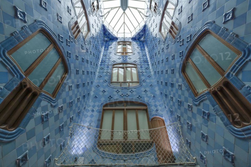 Staircase, Casa Batllo, apartment building by Antoni Gaudi, Passeig de Gracia, Barcelona, Catalonia, Spain, Europe