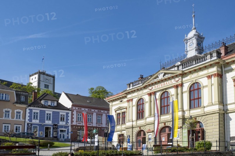 Main square, with town hall, Weitra, Waldviertel, Lower Austria, Austria, Europe