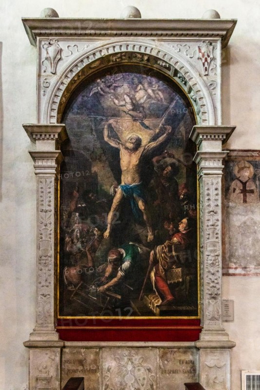 Frescoes with scenes from the Old and New Testament, Duomo di Santa Maria Maggiore, 13th century, historic city centre, Spilimbergo, Friuli, Italy, Spilimbergo, Friuli, Italy, Europe