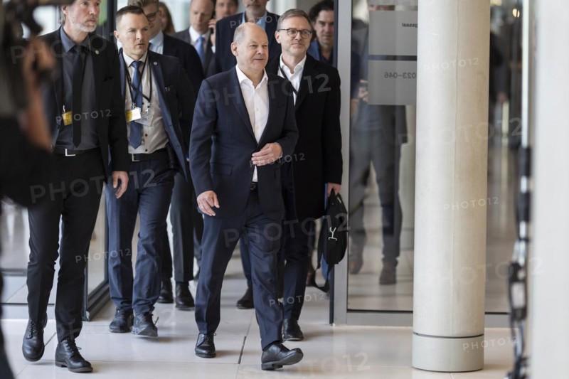 Olaf Scholz (SPD), Federal Chancellor, visits the parliamentary group meeting of the FDP (Free Democratic Party) in Berlin, 19 March 2024