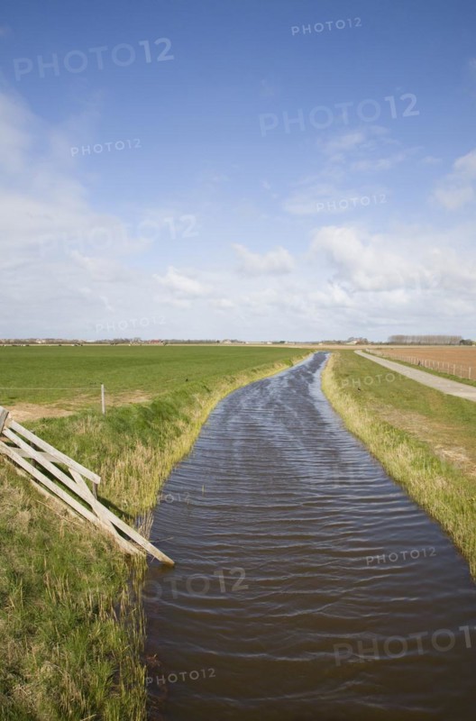 Drainage canal landscape, Texel, Netherlands