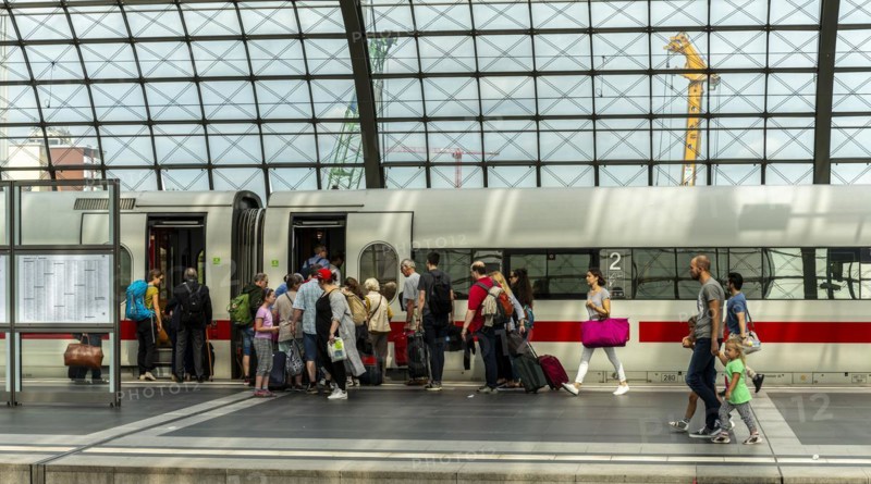 Passengers and staff at Berlin Central Station, Berlin, Germany, Europe