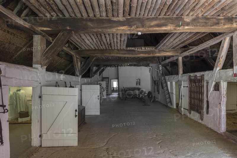Living quarters and cattle sheds in a historic farmhouse from the 19th century, Schwerin-Muess Open-Air Museum of Folklore, Mecklenburg-Western Pomerania, Germany, Europe