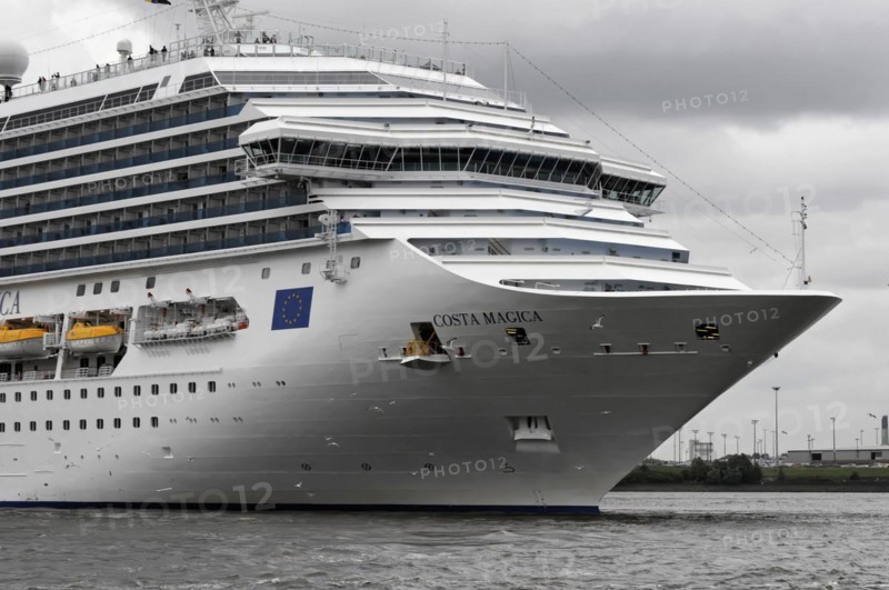 COSTA MAGICA, close-up of the bow of a cruise ship with lifeboats and windows, Hamburg, Hanseatic City of Hamburg, Germany, Europe