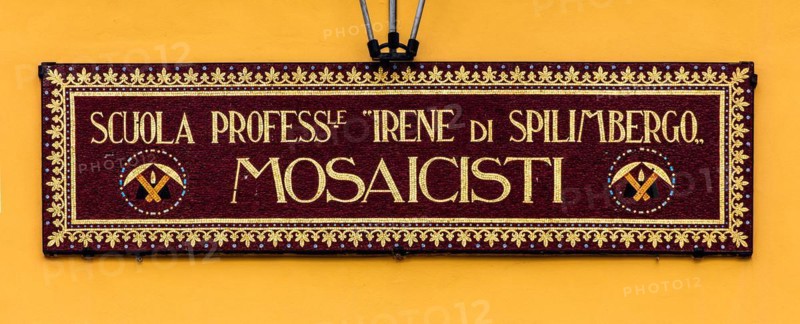 Mosaic school that produces mosaic masters, Spilimbergo, city of mosaic art, Friuli, Italy, Spilimbergo, Friuli, Italy, Europe