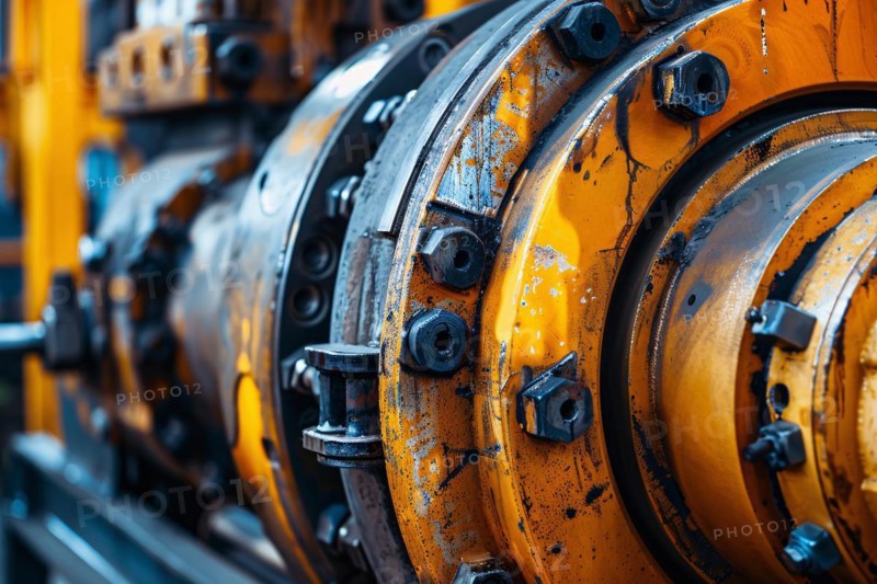 Close up of part of industrial machinery. KI generiert, generiert, AI generated