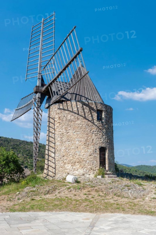 Old village mill Moulin Saint Roche, Grimaud-Village, Var, Provence-Alpes-Cote d'Azur, France, Europe