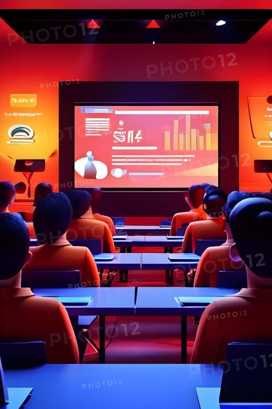3d vector render featuring a contemporary online classroom, AI generated