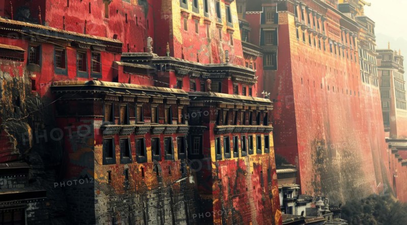 Potala Palace with its distinctive red walls and windows in Lhasa, Tibet, ai generated, AI generated