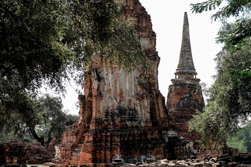 Ancient temple ruins in Wat Choeng Tha, part of the famous Ayutthaya Historical Park in Thailand. Ayutthaya, Thailand, Asia