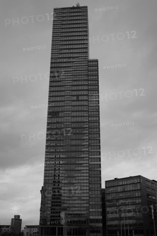 Building in the Mediapark, black and white, Cologne, Germany, Europe