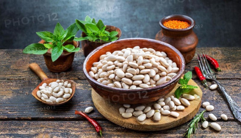 Food, vegetables, pulses, beans, bean seeds, white beans, AI generated, AI generated