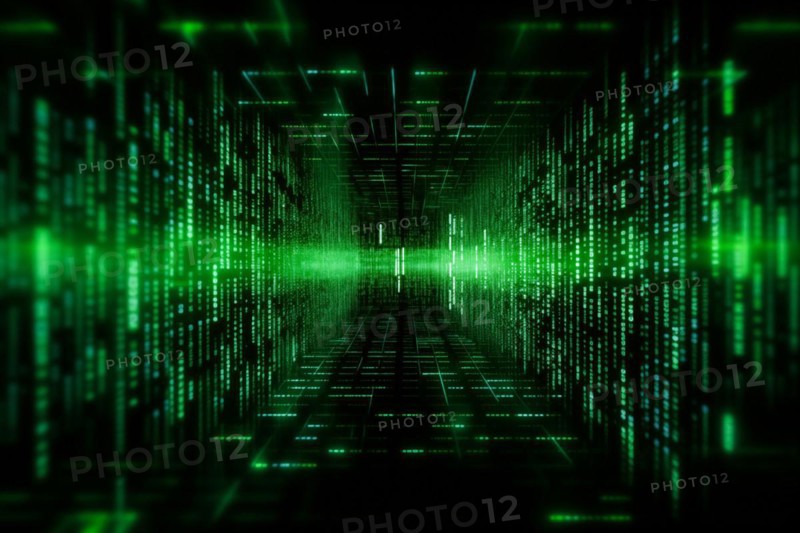 Green dynamic digital data streams, showcasing flowing lines of code in a mesmerizing pattern, ideal for representing advanced computing, cybersecurity, and the intricate world of programming, AI generated