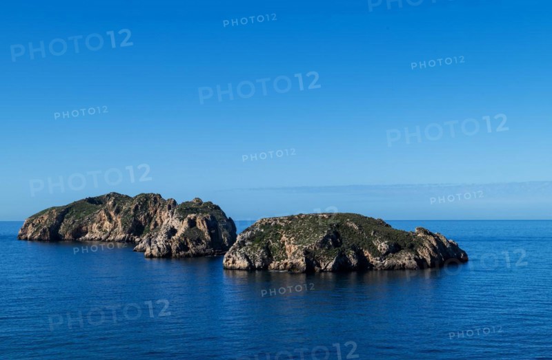 Malgrats Islands, Illes de las Malgrats seen from the Parque de les Malgrats, near Santa Ponca or Santa Ponsa, Majorca, Balearic Islands, Spain, Europe
