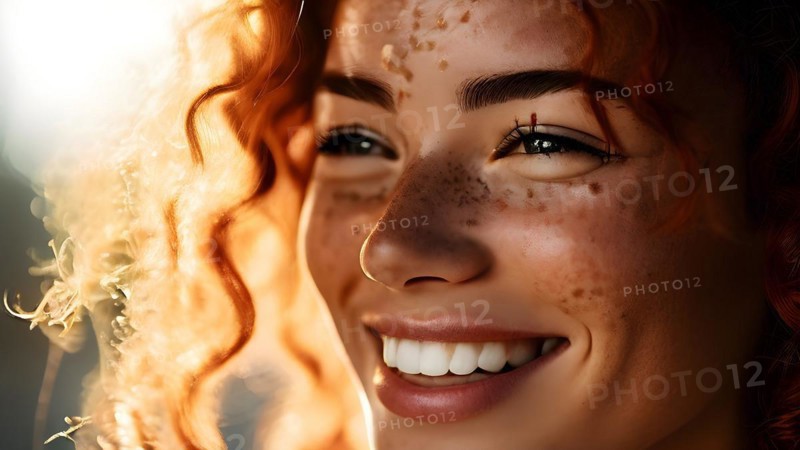 Face showing laughter lines freckles and the natural texture of skin, AI generated