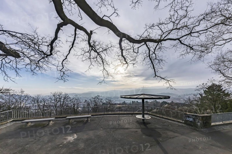 View of the city of Stuttgart, panorama from the Zeppelinstrasse viewpoint, Stuttgart, Baden-Wuerttemberg, Germany, Europe