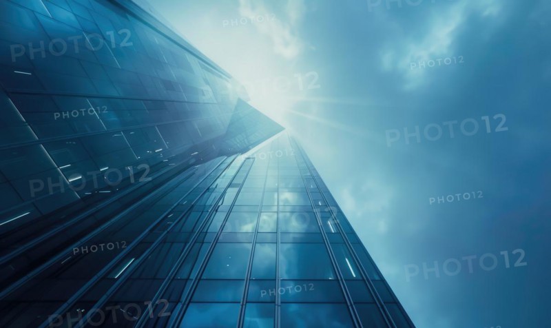 Modern skyscraper facade angle view AI generated